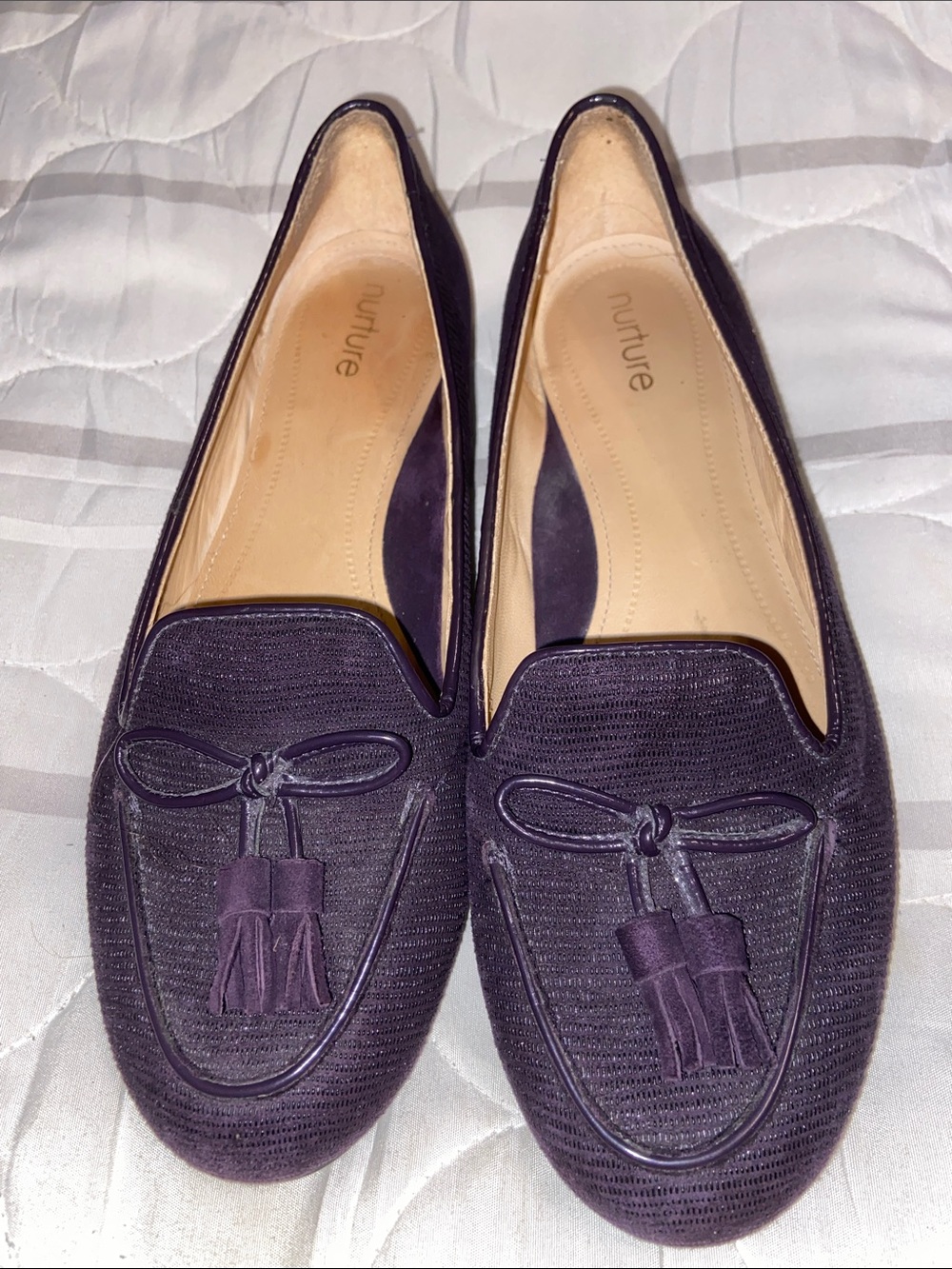 NAVY BLUE GABBEY TASSELED LOAFERS Genuine Leather NURTURE